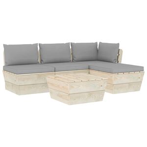vidaXL Salon de jardin palette 5 pcs avec coussins bois d'épicéa