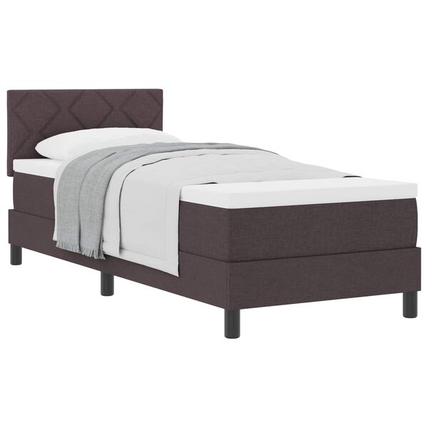 vidaXL Lit &agrave; ressorts avec matelas Marron fonc&eacute; 80 x 200 cm tissu