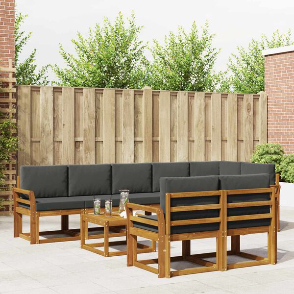 vidaXL Ensemble de canap&eacute;s d'ext&eacute;rieur 9 pcs Naturel et Anthracite