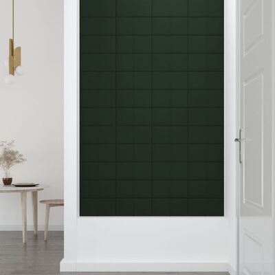 vidaXL Panneaux muraux 12 pcs Vert foncé 30x15 cm Velours 0,54 m²