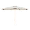 vidaXL Parasol de jardin avec m&acirc;t en bois sable 400x273 cm