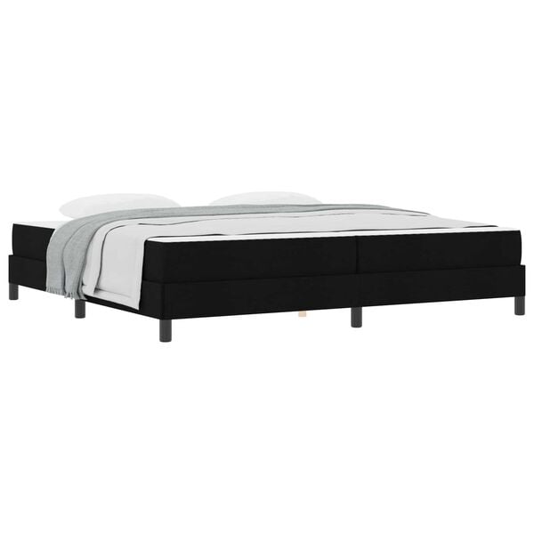 vidaXL Lit &agrave; ressorts avec matelas Noir 200 x 200 cm tissu