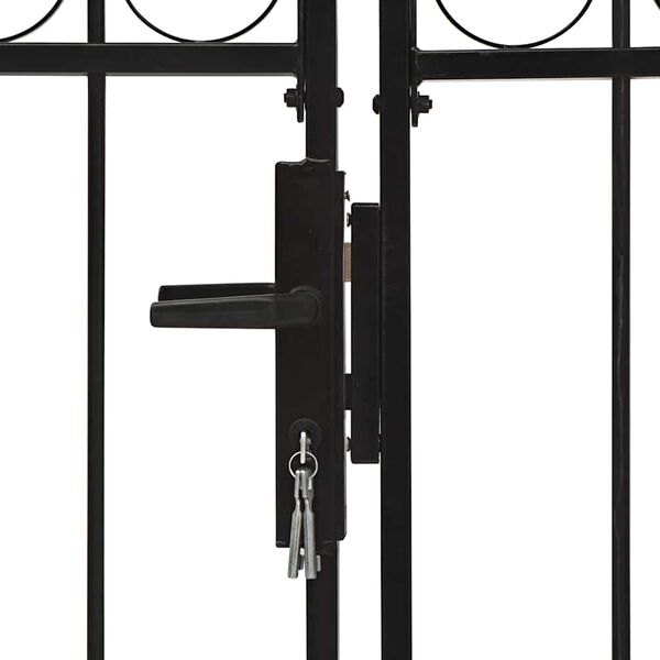 vidaXL Portillon double porte avec dessus arqu&eacute; Acier 300x125 cm Noir
