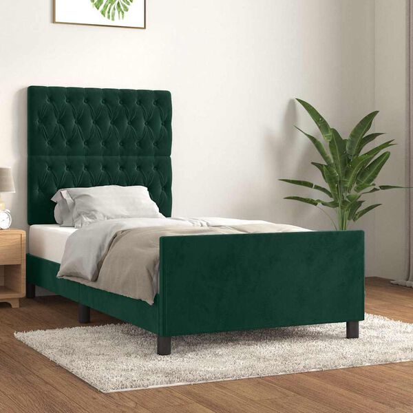 vidaXL Cadre de lit sans matelas vert fonc&eacute; 90x200 cm velours