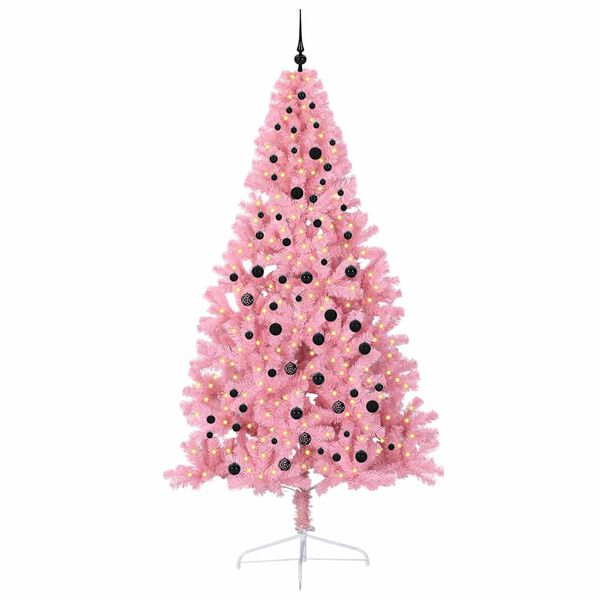 vidaXL Sapin de Noël artificiel pré-éclairé Rose 240 cm PVC