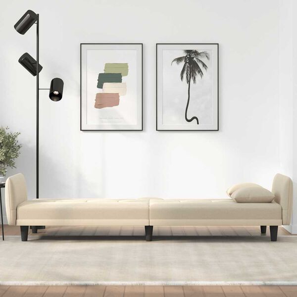 vidaXL Canap&eacute;-lit avec porte-gobelets cr&egrave;me tissu