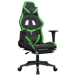 vidaXL Chaise de jeu de massage avec repose-pied Noir&Vert Similicuir