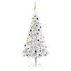 vidaXL Arbre de Noël artificiel pré-éclairé/boules argenté 210 cm PET