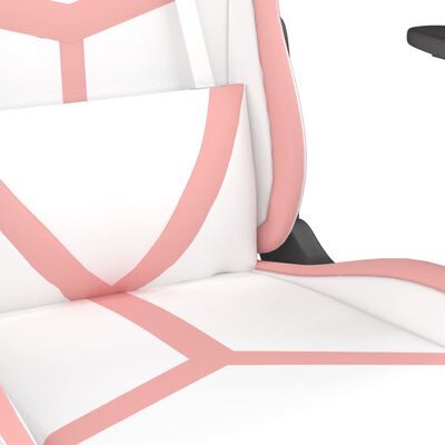 vidaXL Chaise de jeu avec repose-pied Blanc et rose Similicuir
