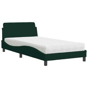 vidaXL Lit avec matelas Dover vert fonc&eacute; 100x200 cm velours