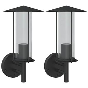 vidaXL Appliques murales d'ext&eacute;rieur 2 pcs noir acier inoxydable