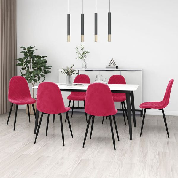 vidaXL Chaises &agrave; manger lot de 6 rouge bordeaux velours