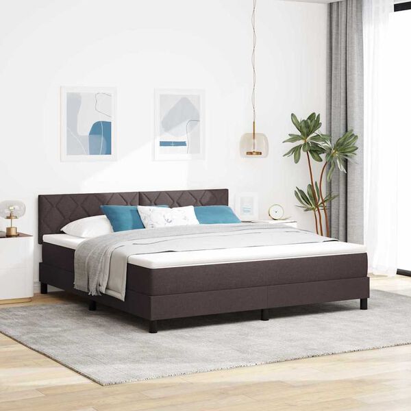 vidaXL Lit &agrave; ressorts avec matelas Marron fonc&eacute; 180 x 200 cm tissu