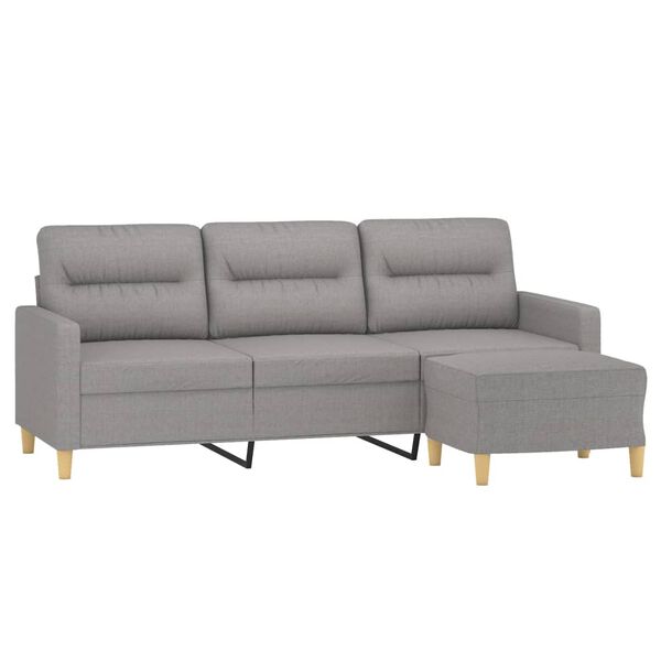 vidaXL Canap&eacute; &agrave; 3 places avec repose-pieds Gris clair 180 cm Tissu