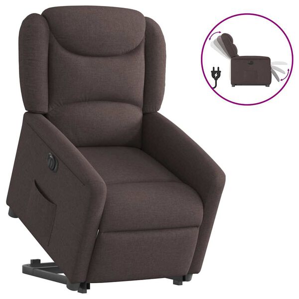 vidaXL Fauteuil inclinable &eacute;lectrique marron fonc&eacute; tissu