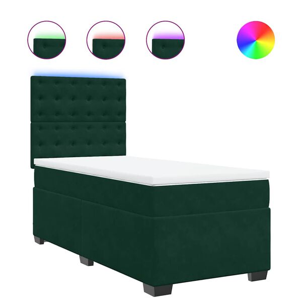 vidaXL Sommier &agrave; lattes de lit et matelas Vert fonc&eacute; 80x200 cm Velours