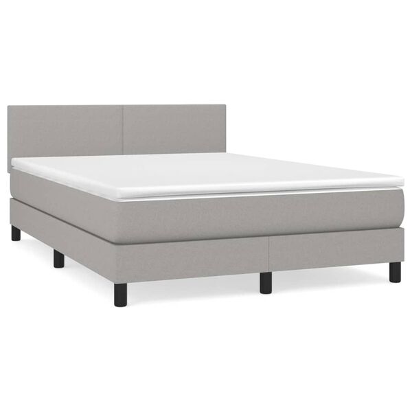 vidaXL Sommier &agrave; lattes de lit avec matelas Gris clair 140x200cm Tissu