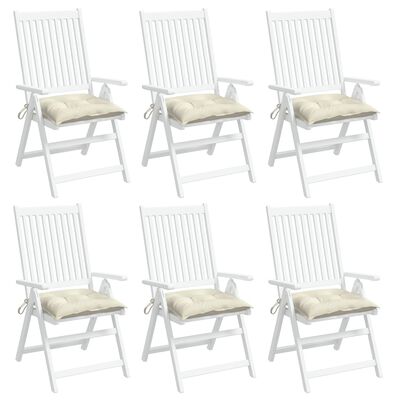 vidaXL Coussins de chaise lot de 6 blanc crème 50x50x7 cm tissu oxford