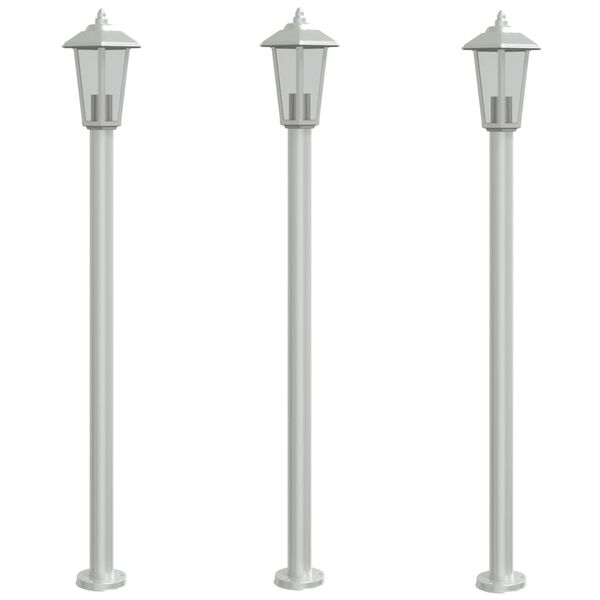 vidaXL Lampadaires d'ext&eacute;rieur 3 pcs argent&eacute; 120 cm acier inoxydable
