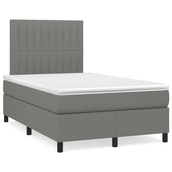 vidaXL Sommier &agrave; lattes de lit matelas LED gris fonc&eacute; 120x190 cm tissu