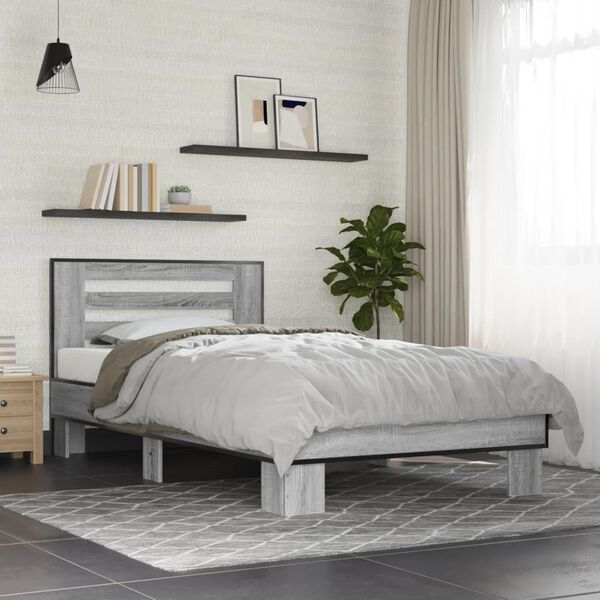 vidaXL Cadre de lit sans matelas sonoma gris 75x190 cm