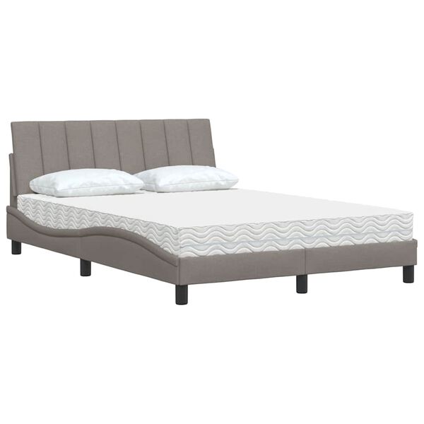 vidaXL Lit avec matelas Hanko taupe 140x190 cm tissu