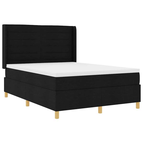 vidaXL Lit &agrave; ressorts avec matelas Noir 140 x 190 cm tissu