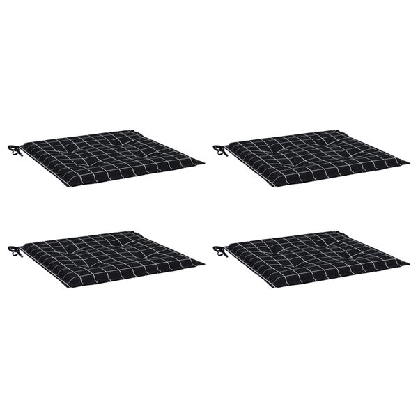 vidaXL Coussins de chaise de jardin lot de 4 motif &agrave; carreaux noir