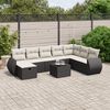 vidaXL Salon de jardin 8 pcs avec coussins noir résine tressée