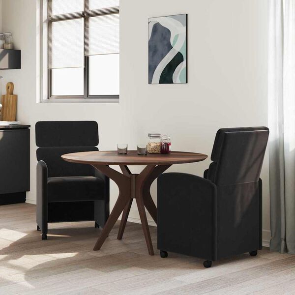 vidaXL Chaises de Salle à Manger avec Roues 2 pcs Noir 58 x 65 x 98 cm