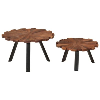 vidaXL Tables basses 2 pcs bois massif récupéré et fer