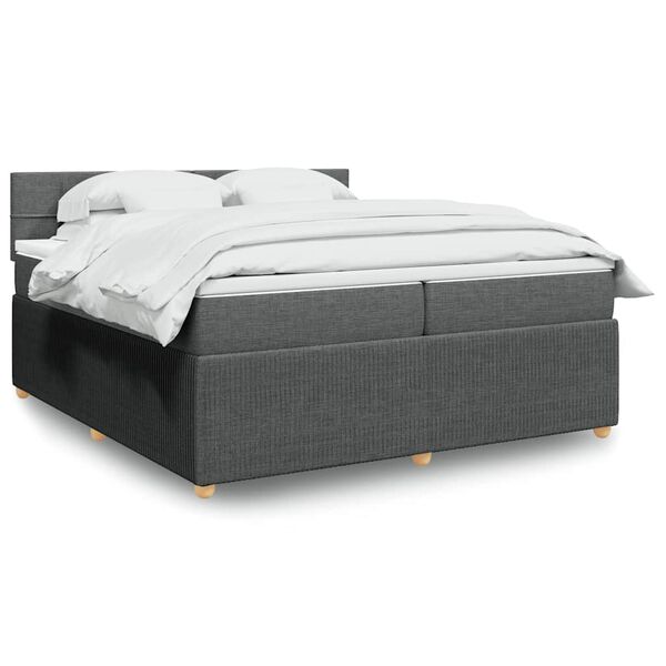 vidaXL Sommier &agrave; lattes de lit avec matelas Gris fonc&eacute; 200x200cm Tissu