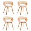 vidaXL Chaises &agrave; manger lot de 4 cr&egrave;me bois courb&eacute; et similicuir