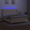 vidaXL Sommier &agrave; lattes de lit matelas et LED Cr&egrave;me 180x200 cm Tissu