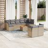 vidaXL Salon de jardin avec coussins 10 pcs beige résine tressée
