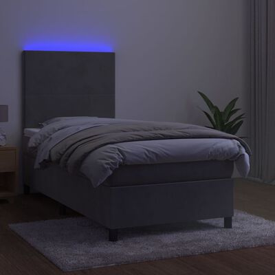 vidaXL Sommier à lattes de lit avec matelas et LED Gris clair 90x190cm