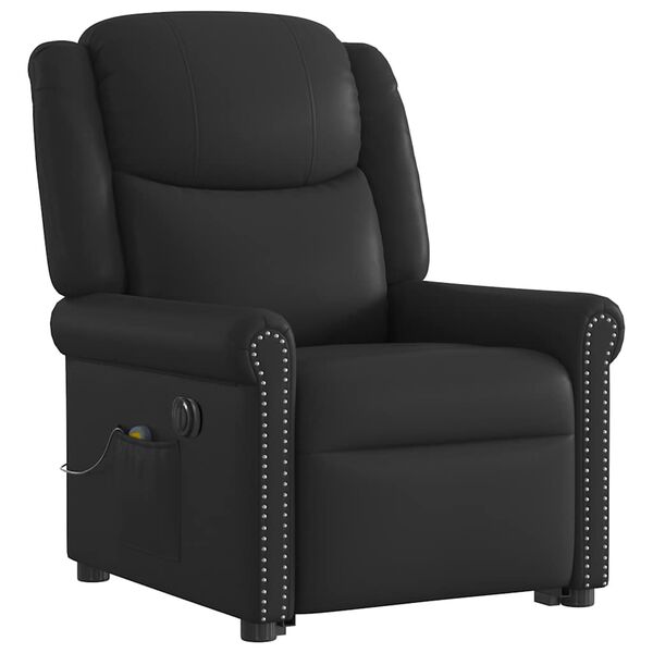 vidaXL Fauteuil inclinable massage électrique noir brillant similicuir