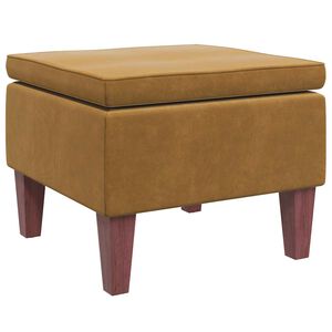 vidaXL Tabouret avec pieds en bois Marron Velours