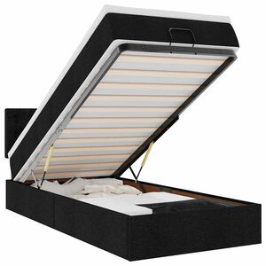 vidaXL Cadre de lit ottoman avec matelas noir 90x190 cm tissu