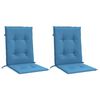 vidaXL Coussins de chaise à dossier bas lot de 2 bleu mélangé tissu