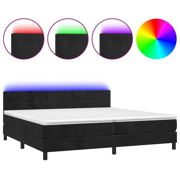 vidaXL Sommier &agrave; lattes de lit avec matelas et LED Noir 200x200 cm