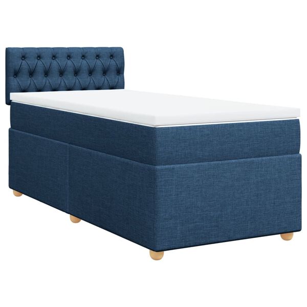 vidaXL Sommier à lattes de lit avec matelas Bleu 90x190 cm Tissu