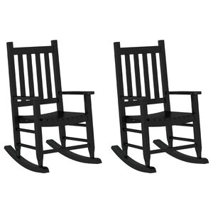 vidaXL Chaises &agrave; bascule enfants lot de 2 noir bois de peuplier massif