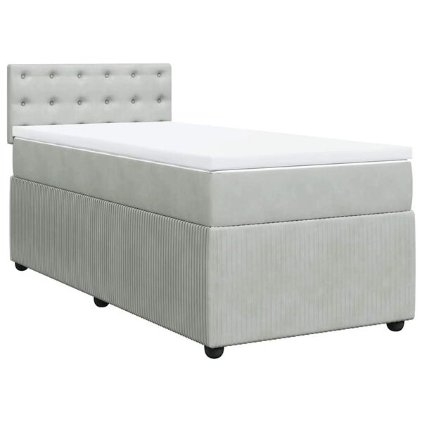vidaXL Sommier &agrave; lattes de lit et matelas Gris clair 100x200cm Velours
