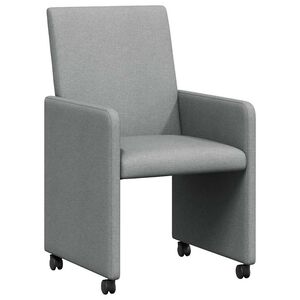 vidaXL Chaises de Salle &agrave; Manger avec Roues 2 pcs Gris clair tissu