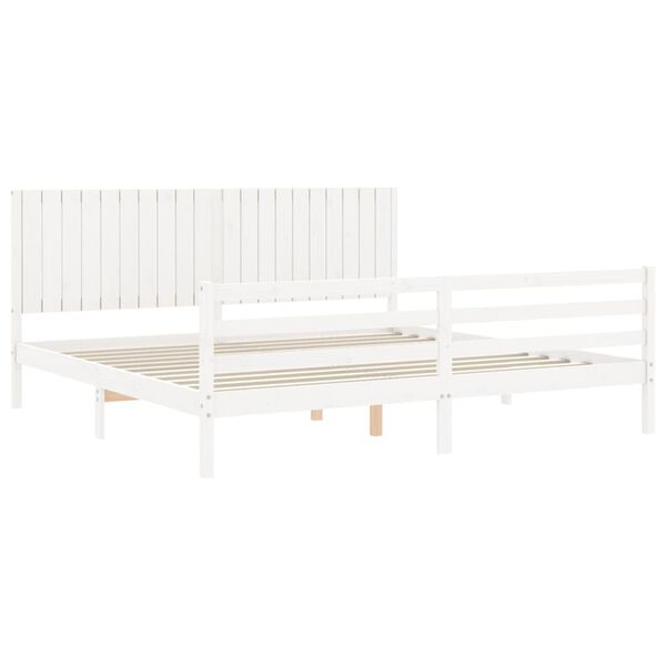 vidaXL Cadre de lit sans matelas blanc 200x200 cm bois massif