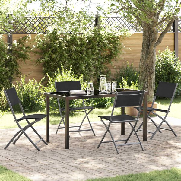 vidaXL Ensemble de salle &agrave; manger pour jardin 5 pcs Noir