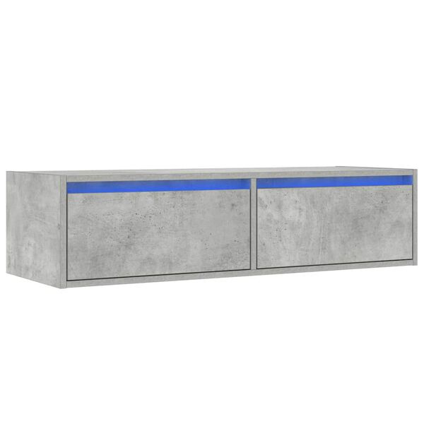vidaXL Meuble TV avec lumi&egrave;res LED gris b&eacute;ton 100X35,5x25 cm