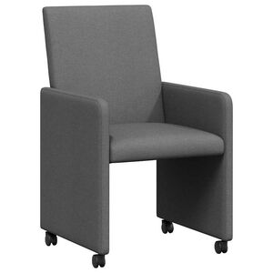 vidaXL Chaises de Salle &agrave; Manger avec Roues 2 pcs Gris fonc&eacute; tissu