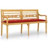 vidaXL Banc Batavia avec coussin rouge 150 cm Bois de teck massif